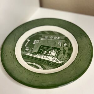 Vintage | Colonial Homestead Green Plate by Royal | Farmhouse Decor